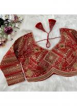 Faux Georgette Red Wedding Wear Embroidery Work Readymade Blouse